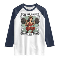 And She Lifted Heavily Ever After Raglan Shirt Women Weightlifting Humor Gift - Wonder Print Shop