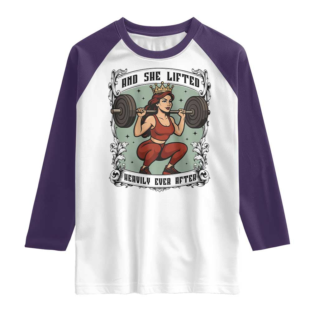 And She Lifted Heavily Ever After Raglan Shirt Women Weightlifting Humor Gift - Wonder Print Shop