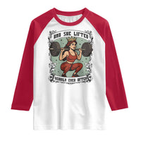 And She Lifted Heavily Ever After Raglan Shirt Women Weightlifting Humor Gift - Wonder Print Shop
