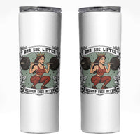 And She Lifted Heavily Ever After Skinny Tumbler Women Weightlifting Humor Gift
