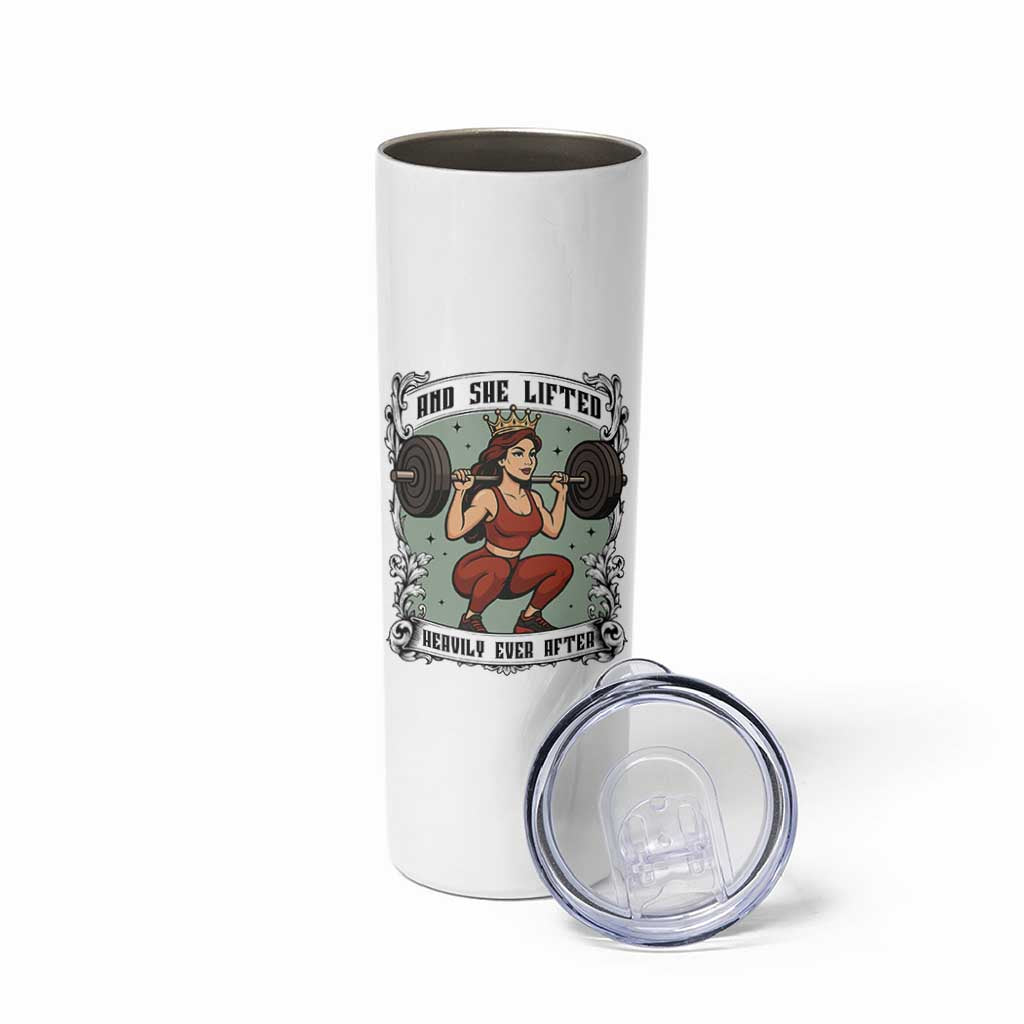 And She Lifted Heavily Ever After Skinny Tumbler Women Weightlifting Humor Gift