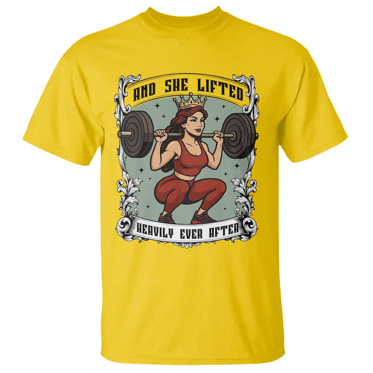 And She Lifted Heavily Ever After T Shirt Women Weightlifting Humor Gift - Wonder Print Shop