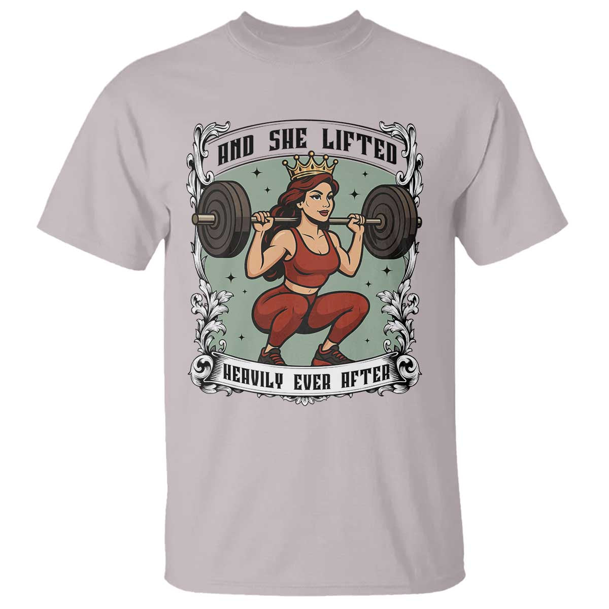 And She Lifted Heavily Ever After T Shirt Women Weightlifting Humor Gift - Wonder Print Shop