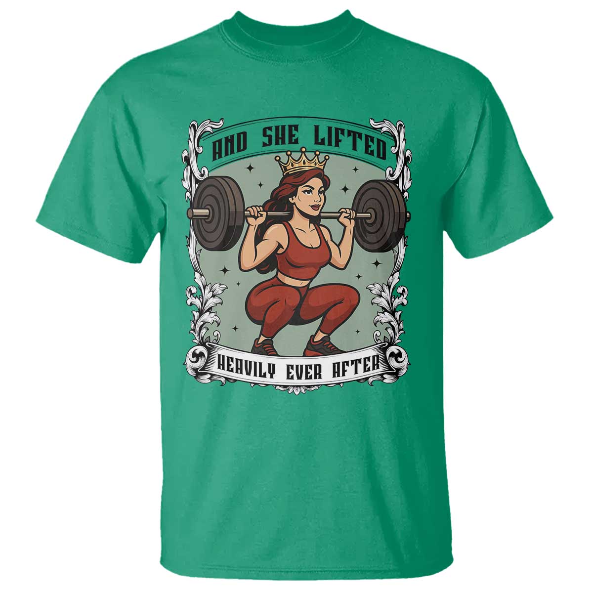 And She Lifted Heavily Ever After T Shirt Women Weightlifting Humor Gift - Wonder Print Shop