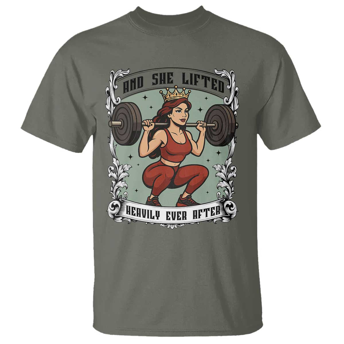 And She Lifted Heavily Ever After T Shirt Women Weightlifting Humor Gift - Wonder Print Shop