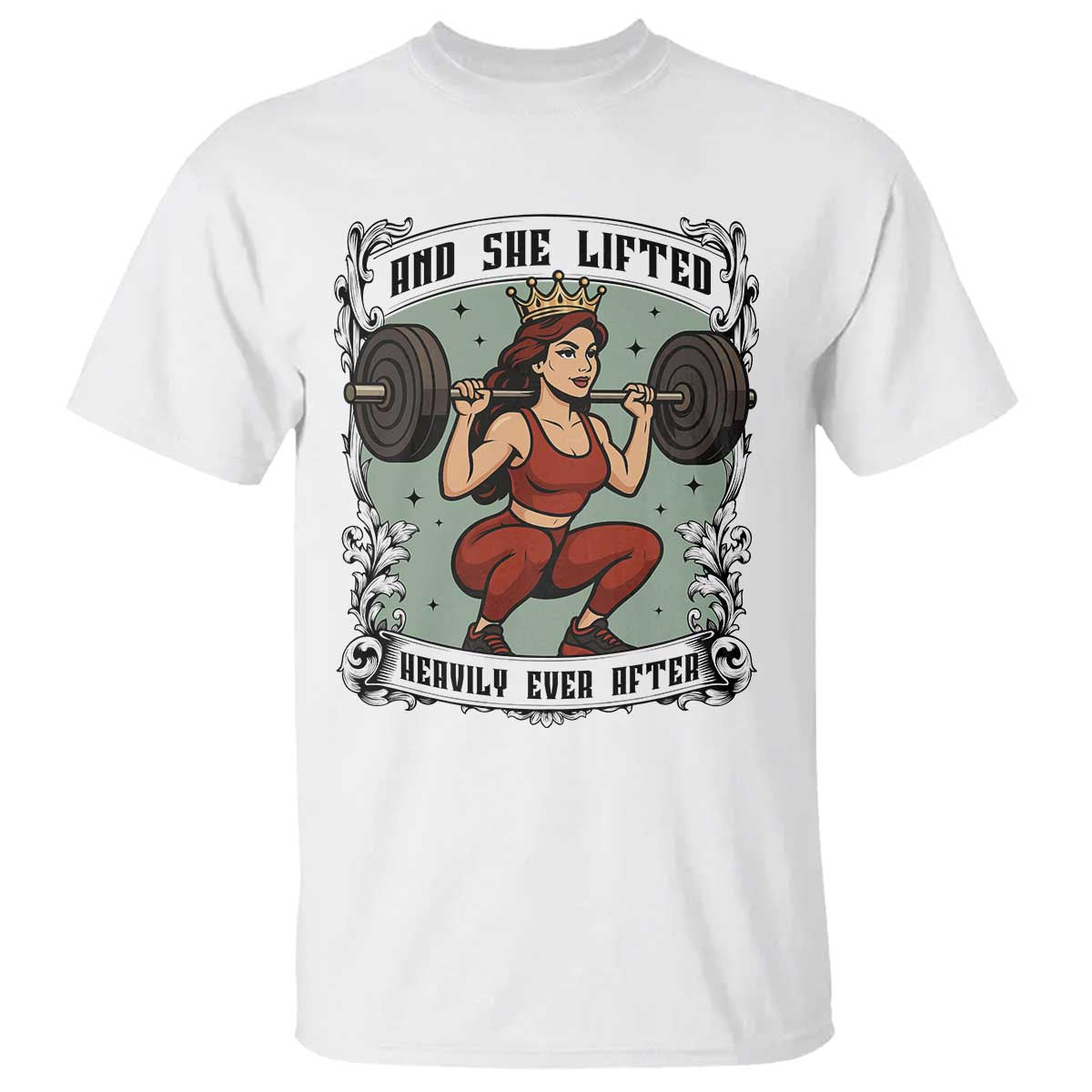 And She Lifted Heavily Ever After T Shirt Women Weightlifting Humor Gift - Wonder Print Shop