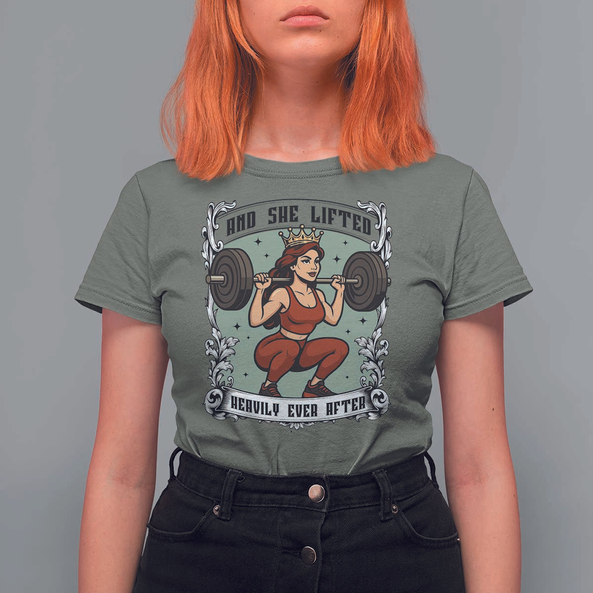 And She Lifted Heavily Ever After T Shirt For Women Women Weightlifting Humor Gift - Wonder Print Shop