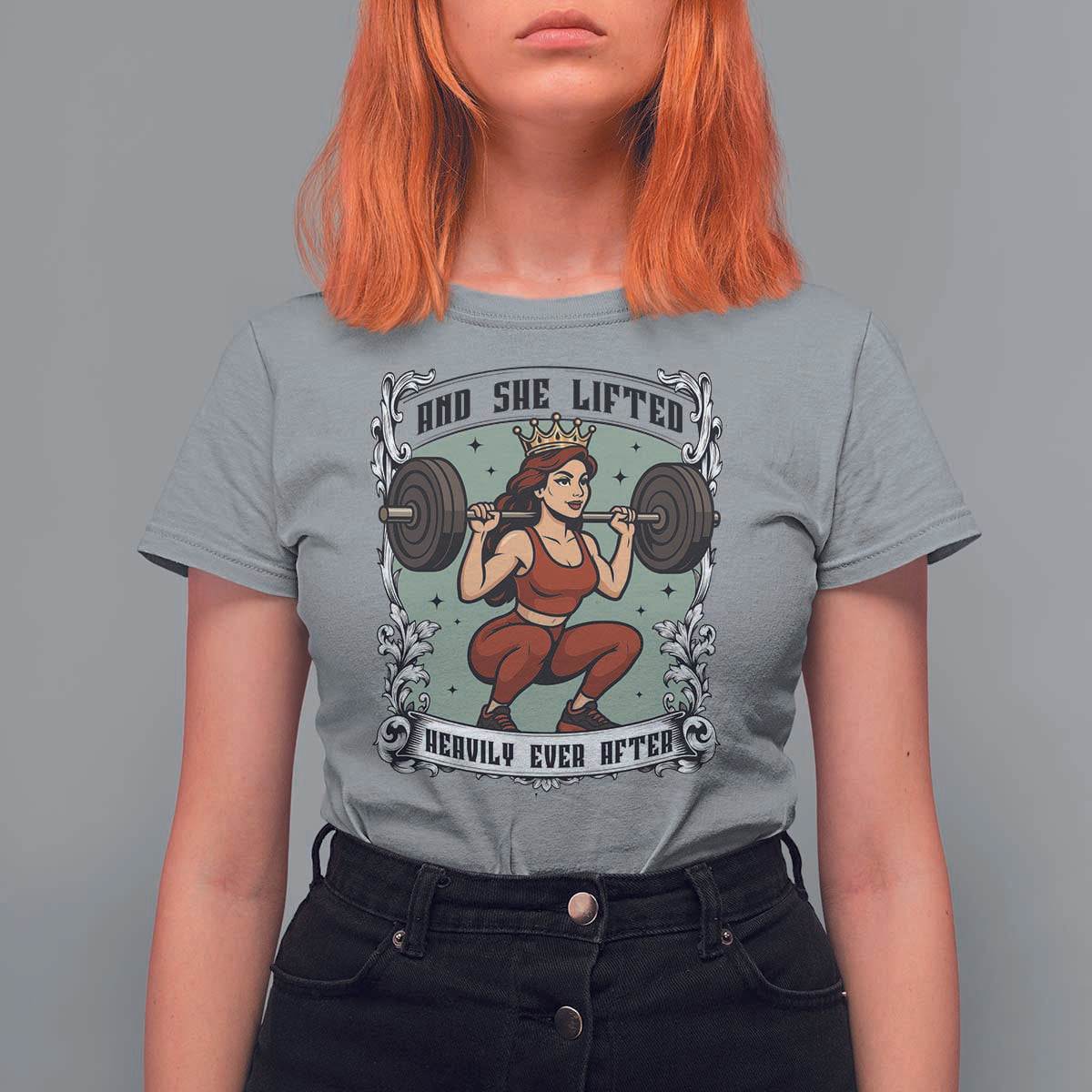 And She Lifted Heavily Ever After T Shirt For Women Women Weightlifting Humor Gift - Wonder Print Shop