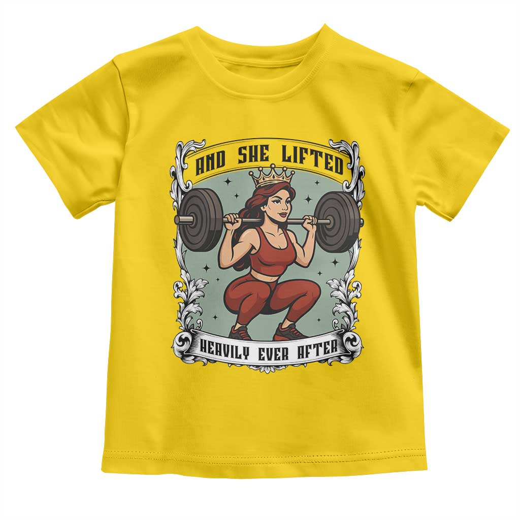 And She Lifted Heavily Ever After Toddler T Shirt Women Weightlifting Humor Gift - Wonder Print Shop