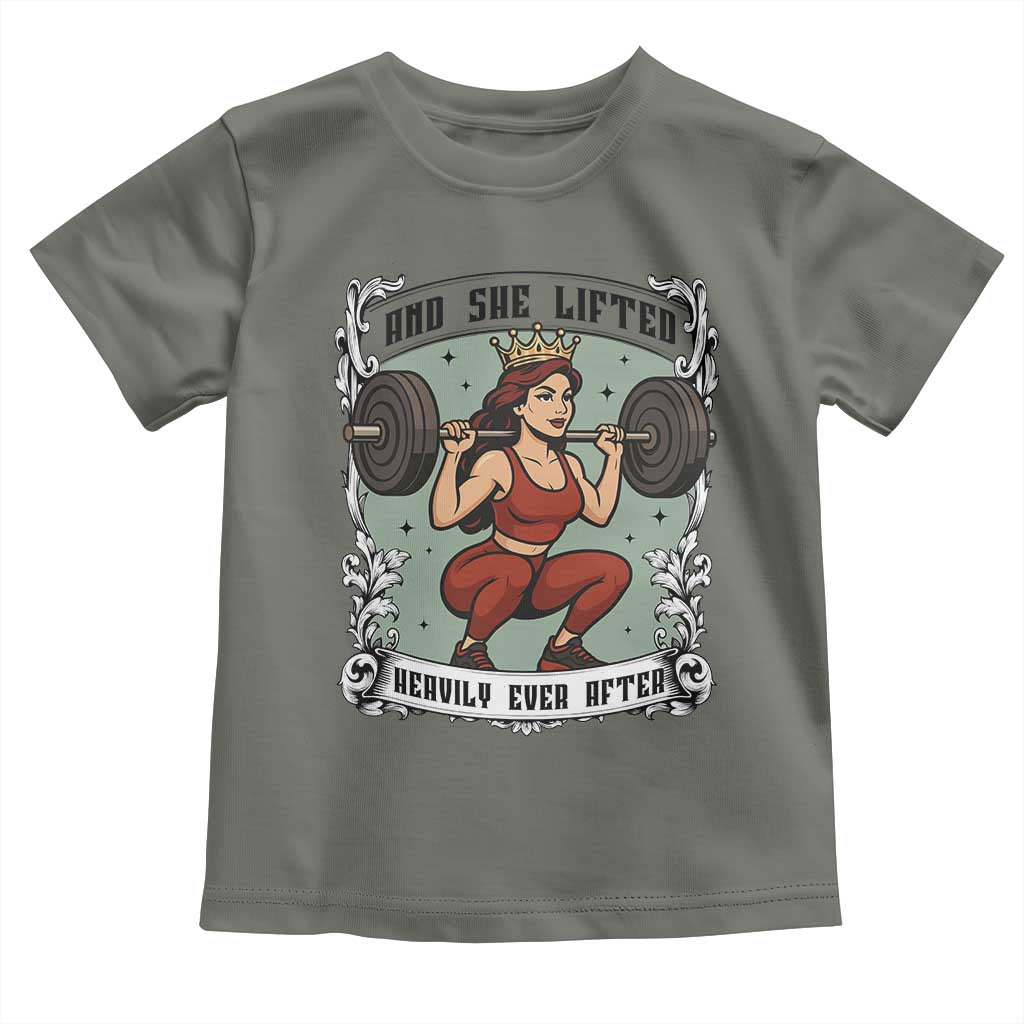 And She Lifted Heavily Ever After Toddler T Shirt Women Weightlifting Humor Gift - Wonder Print Shop
