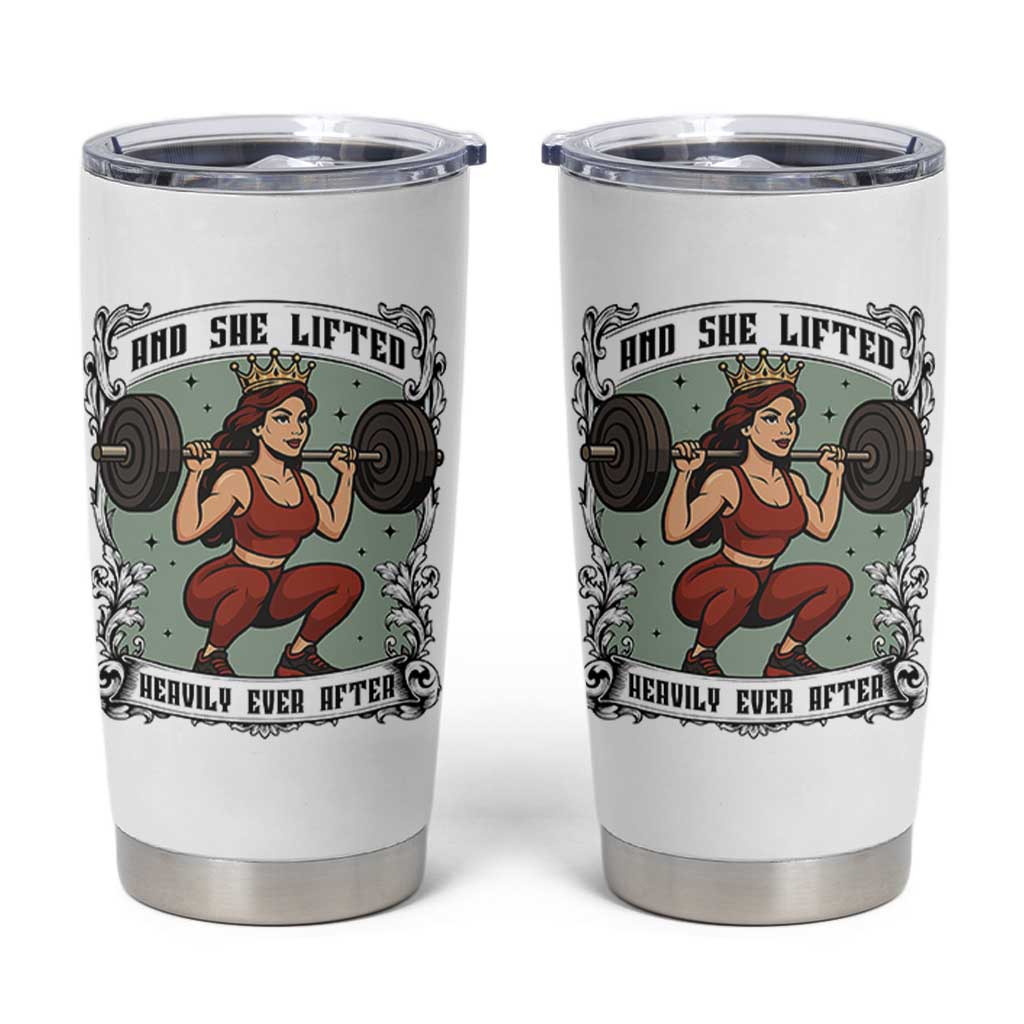 And She Lifted Heavily Ever After Tumbler Cup Women Weightlifting Humor Gift