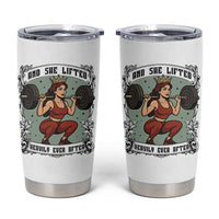 And She Lifted Heavily Ever After Tumbler Cup Women Weightlifting Humor Gift
