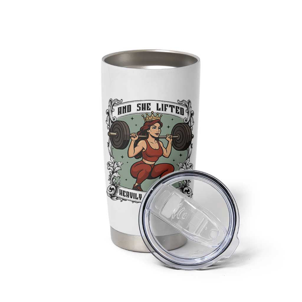 And She Lifted Heavily Ever After Tumbler Cup Women Weightlifting Humor Gift