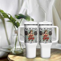 And She Lifted Heavily Ever After Tumbler With Handle Women Weightlifting Humor Gift