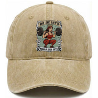 And She Lifted Heavily Ever After Washed Cotton Baseball Cap Women Weightlifting Humor Gift