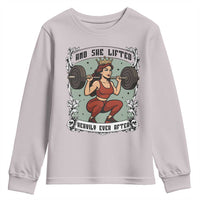 And She Lifted Heavily Ever After Youth Sweatshirt Women Weightlifting Humor Gift - Wonder Print Shop
