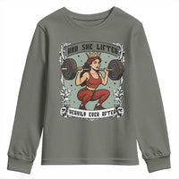 And She Lifted Heavily Ever After Youth Sweatshirt Women Weightlifting Humor Gift - Wonder Print Shop