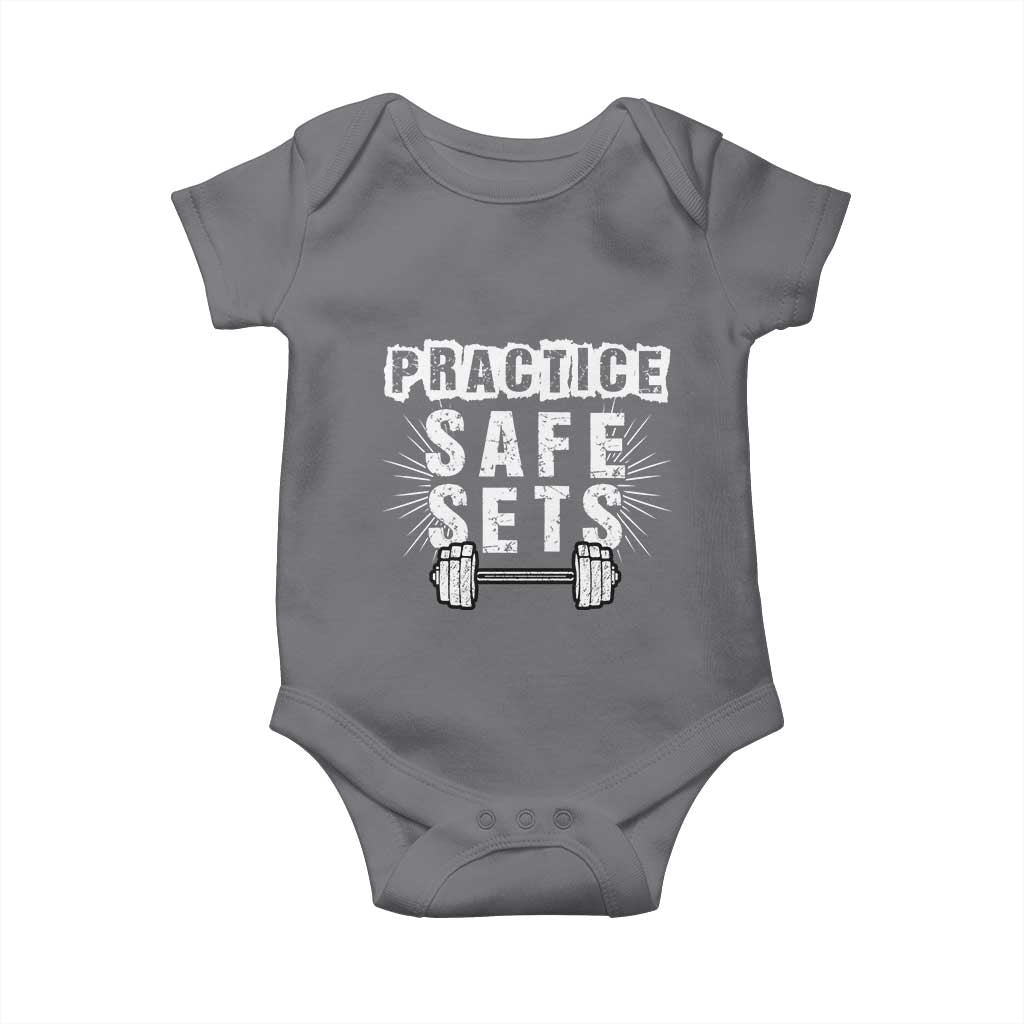 Practice Safe Sets Baby Onesie Funny Gym Workout Gift - Wonder Print Shop