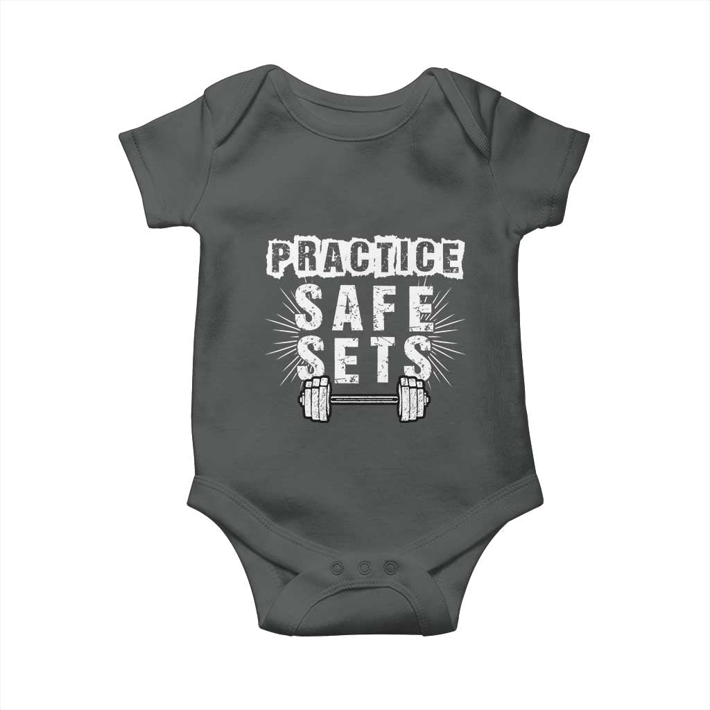 Practice Safe Sets Baby Onesie Funny Gym Workout Gift - Wonder Print Shop