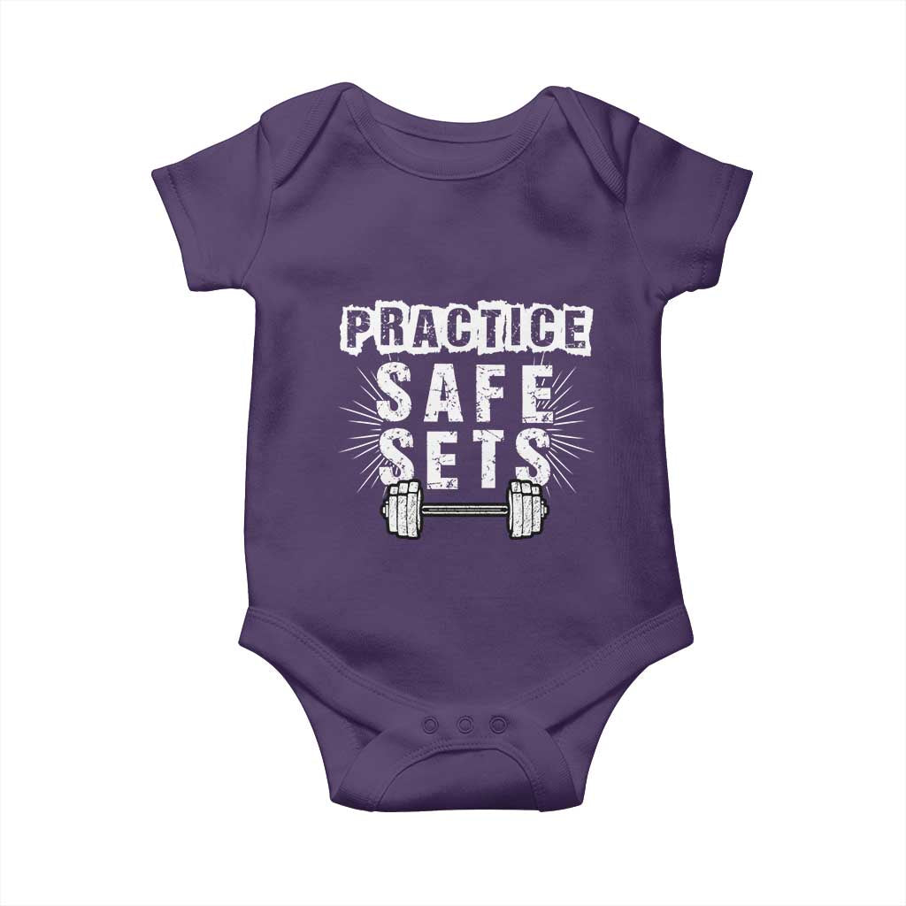 Practice Safe Sets Baby Onesie Funny Gym Workout Gift - Wonder Print Shop