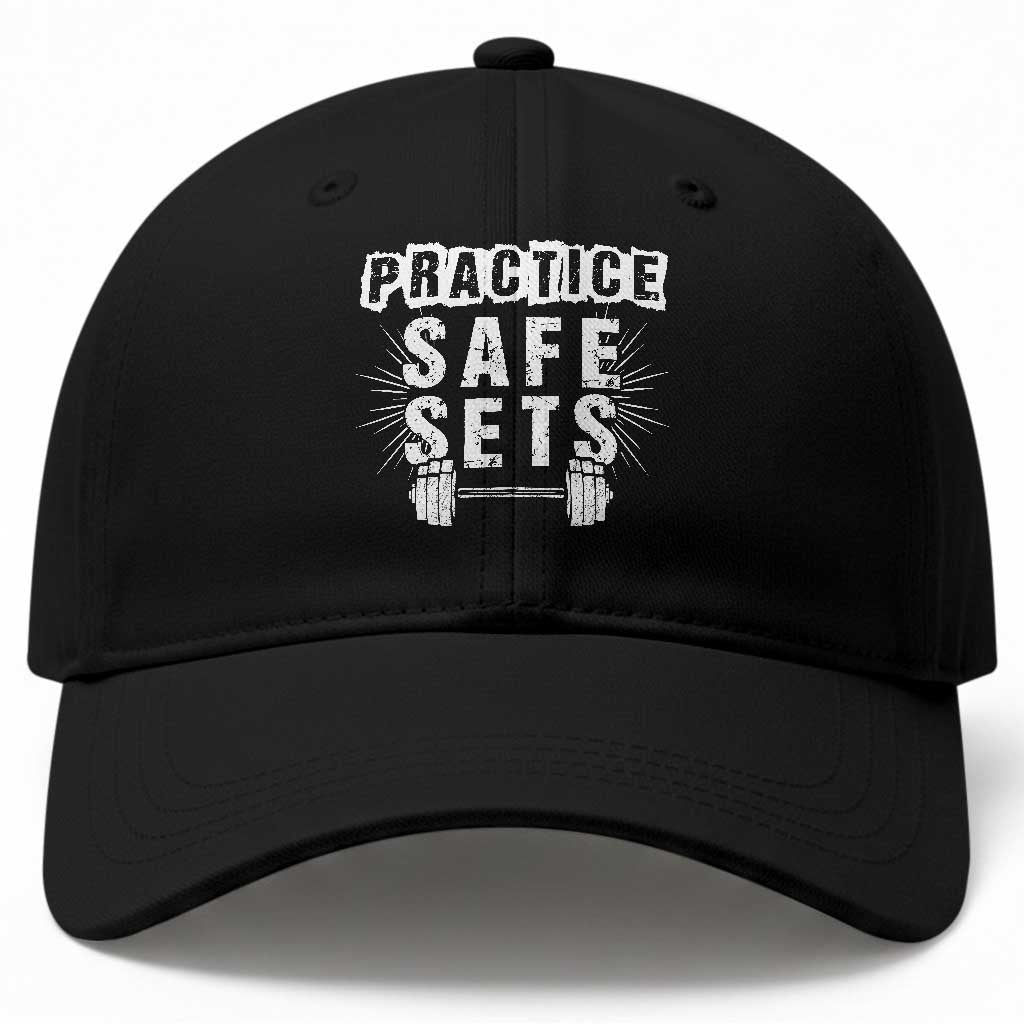 Practice Safe Sets Baseball Cap Funny Gym Workout Gift