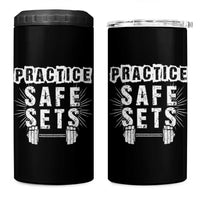 Practice Safe Sets 4 in 1 Can Cooler Tumbler Funny Gym Workout Gift