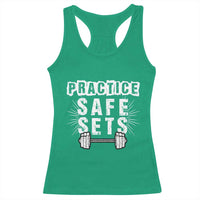 Practice Safe Sets Racerback Tank Top Funny Gym Workout Gift - Wonder Print Shop