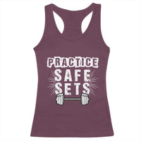 Practice Safe Sets Racerback Tank Top Funny Gym Workout Gift - Wonder Print Shop