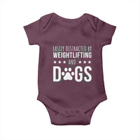 Easily Distracted By Weightlifting And Dogs Baby Onesie Funny Gym Gift - Wonder Print Shop
