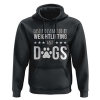 Easily Distracted By Weightlifting And Dogs Hoodie Funny Gym Gift - Wonder Print Shop