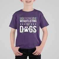 Easily Distracted By Weightlifting And Dogs T Shirt For Kid Funny Gym Gift - Wonder Print Shop