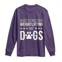 Easily Distracted By Weightlifting And Dogs Long Sleeve Shirt Funny Gym Gift - Wonder Print Shop