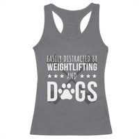 Easily Distracted By Weightlifting And Dogs Racerback Tank Top Funny Gym Gift - Wonder Print Shop
