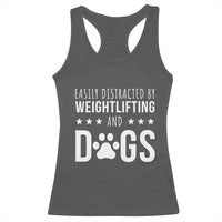 Easily Distracted By Weightlifting And Dogs Racerback Tank Top Funny Gym Gift - Wonder Print Shop