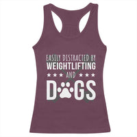 Easily Distracted By Weightlifting And Dogs Racerback Tank Top Funny Gym Gift - Wonder Print Shop