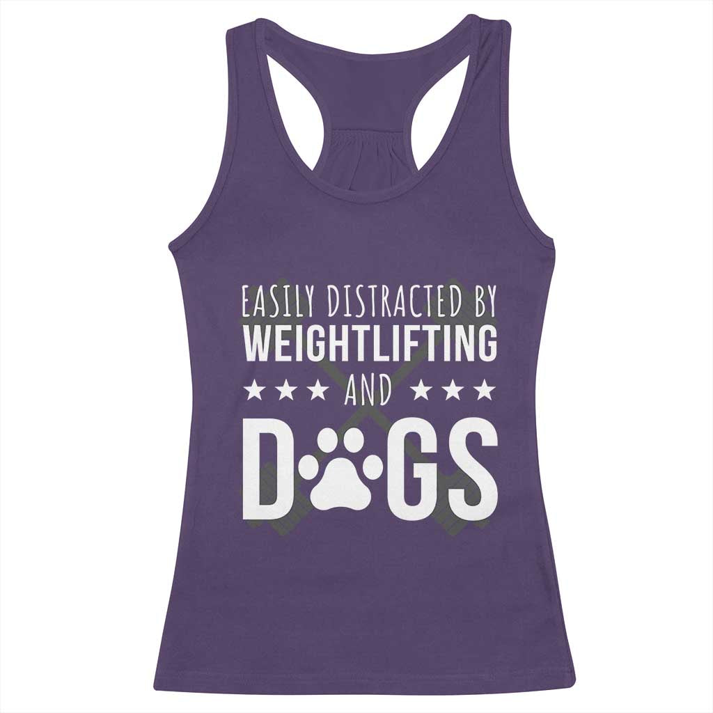 Easily Distracted By Weightlifting And Dogs Racerback Tank Top Funny Gym Gift - Wonder Print Shop