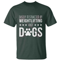 Easily Distracted By Weightlifting And Dogs T Shirt Funny Gym Gift - Wonder Print Shop