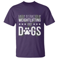 Easily Distracted By Weightlifting And Dogs T Shirt Funny Gym Gift - Wonder Print Shop