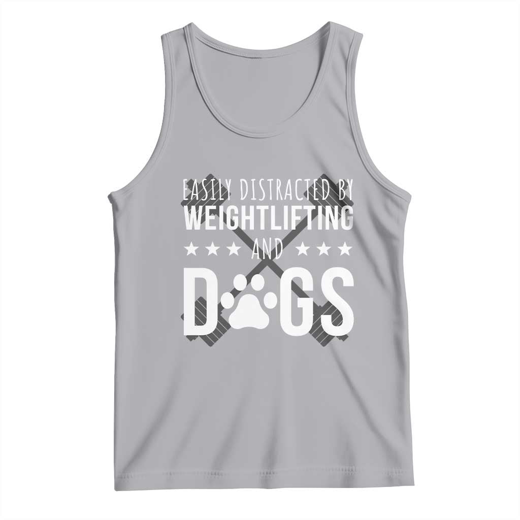Easily Distracted By Weightlifting And Dogs Tank Top Funny Gym Gift - Wonder Print Shop