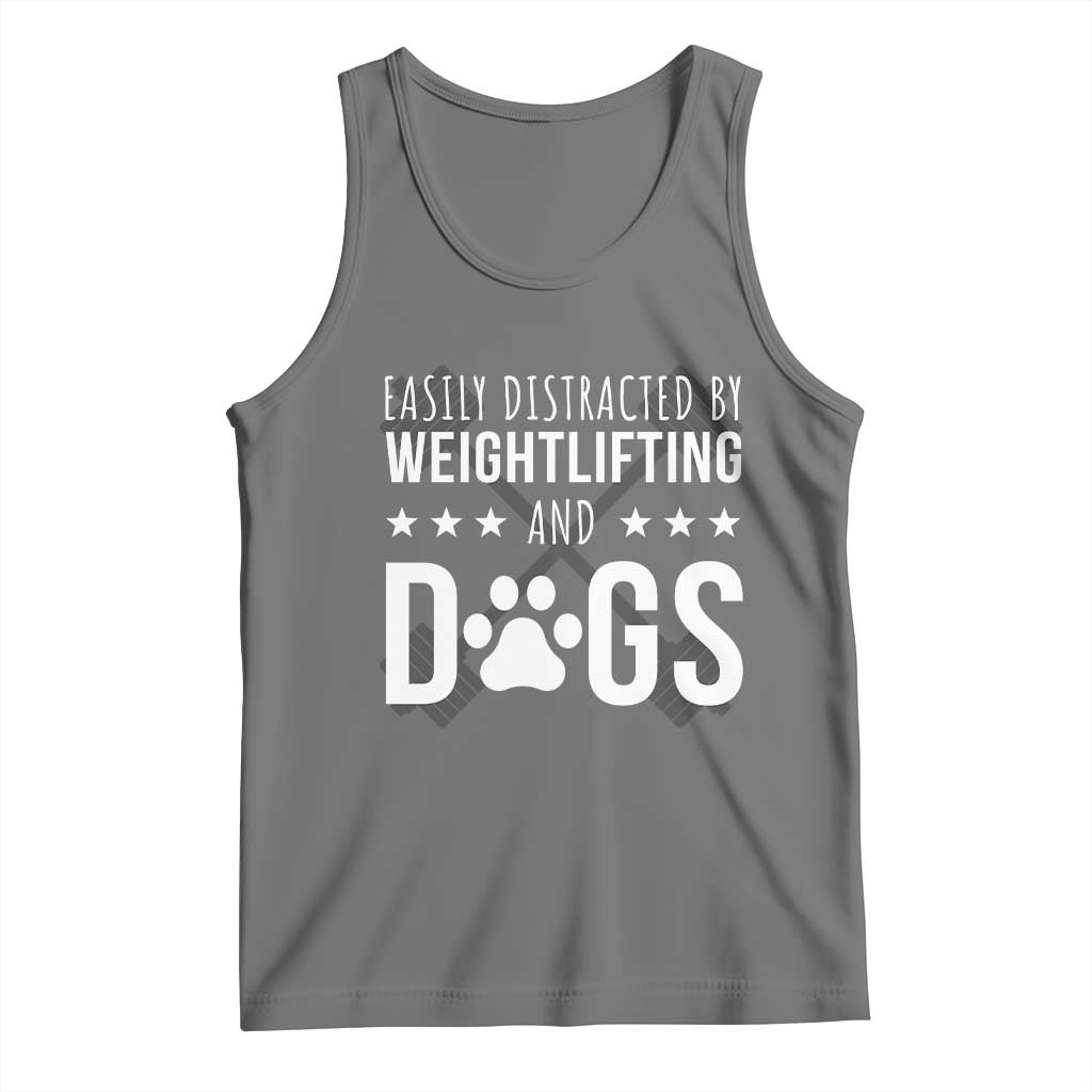 Easily Distracted By Weightlifting And Dogs Tank Top Funny Gym Gift - Wonder Print Shop