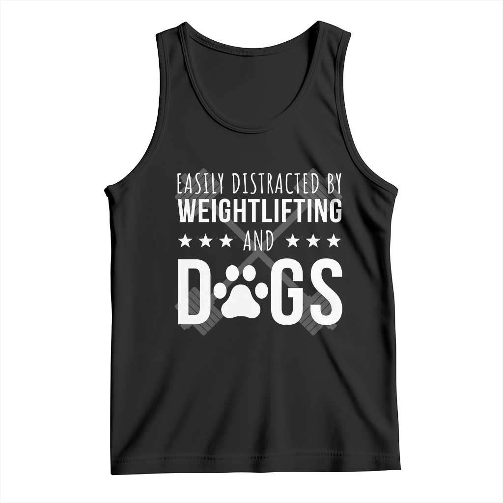 Easily Distracted By Weightlifting And Dogs Tank Top Funny Gym Gift - Wonder Print Shop