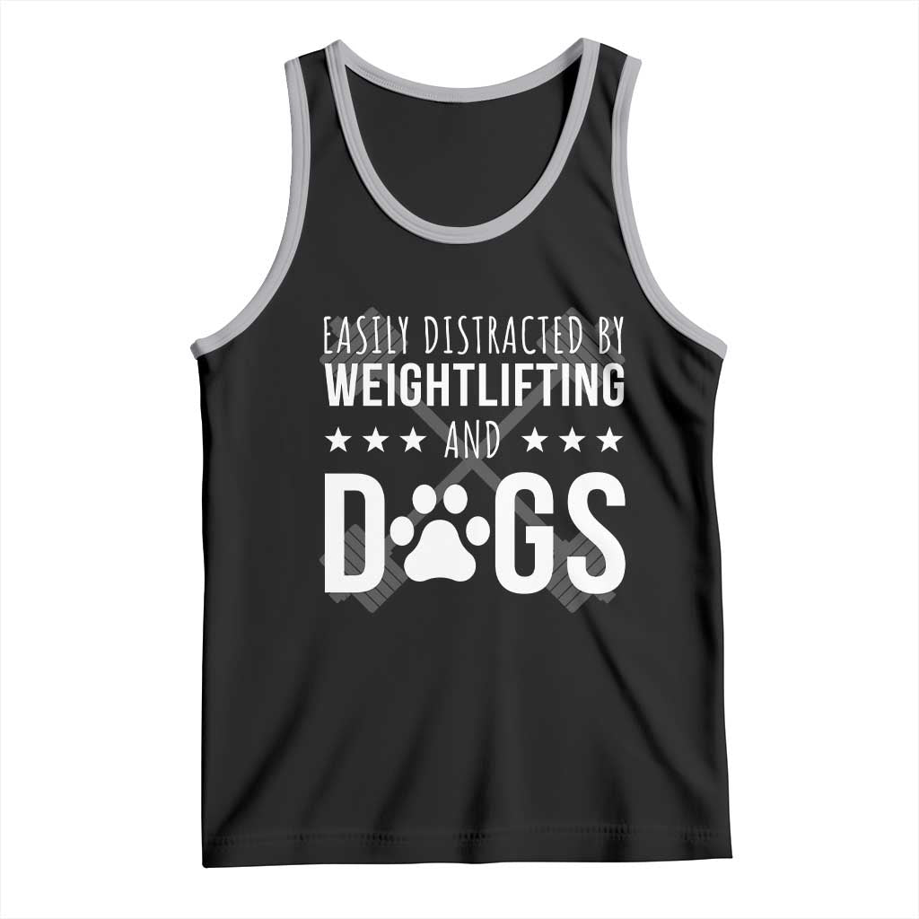 Easily Distracted By Weightlifting And Dogs Tank Top Funny Gym Gift - Wonder Print Shop