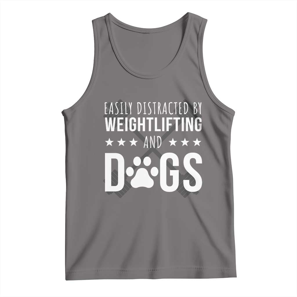 Easily Distracted By Weightlifting And Dogs Tank Top Funny Gym Gift - Wonder Print Shop