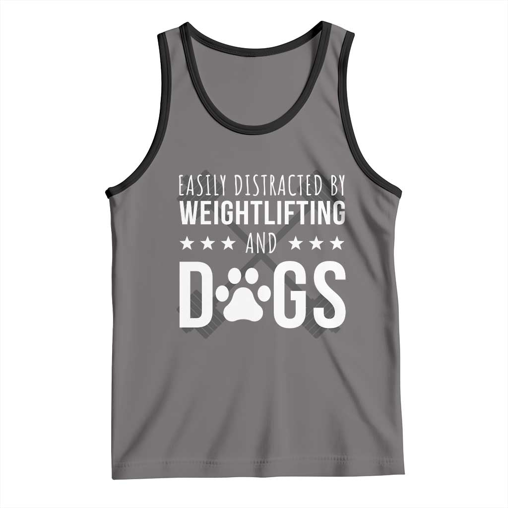 Easily Distracted By Weightlifting And Dogs Tank Top Funny Gym Gift - Wonder Print Shop