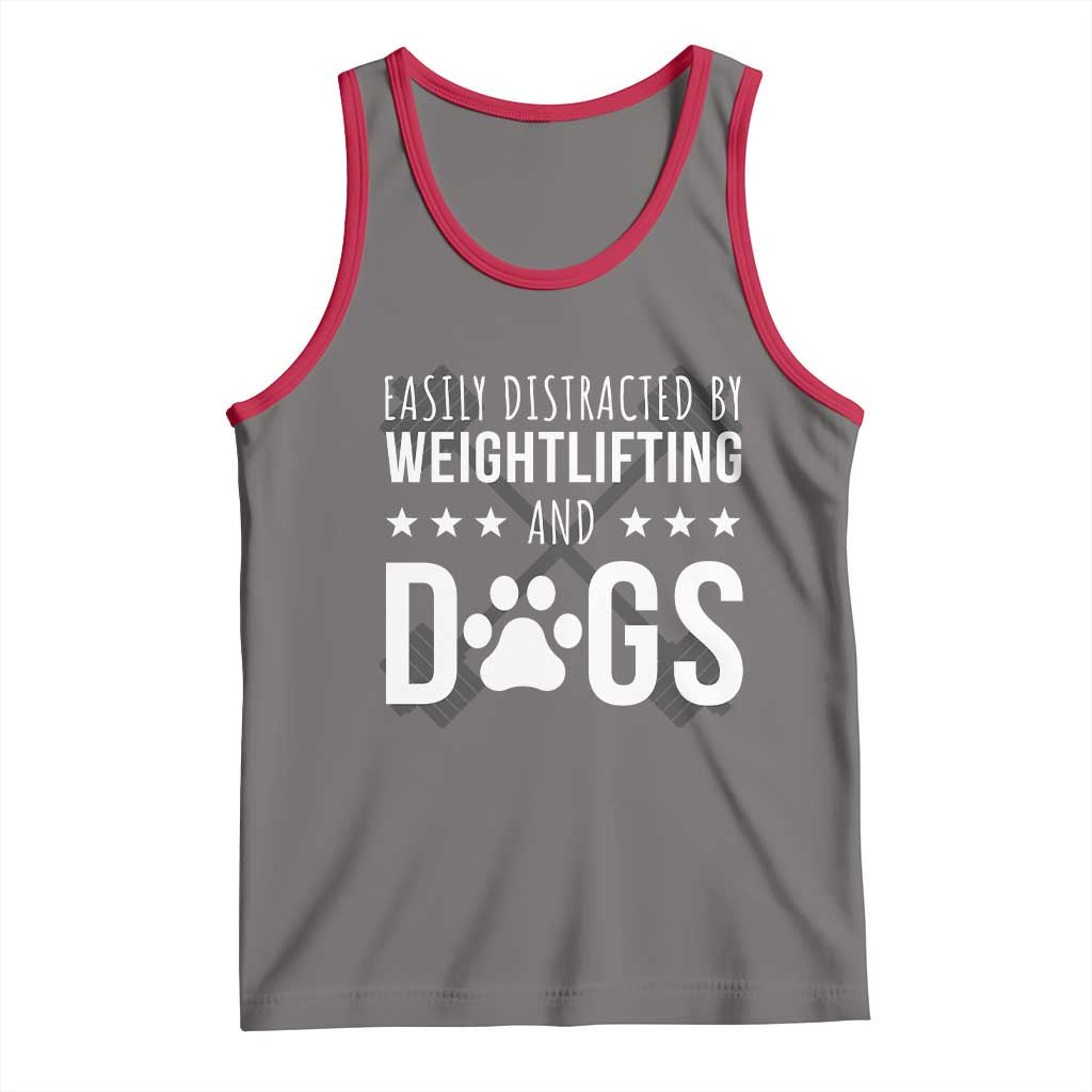 Easily Distracted By Weightlifting And Dogs Tank Top Funny Gym Gift - Wonder Print Shop