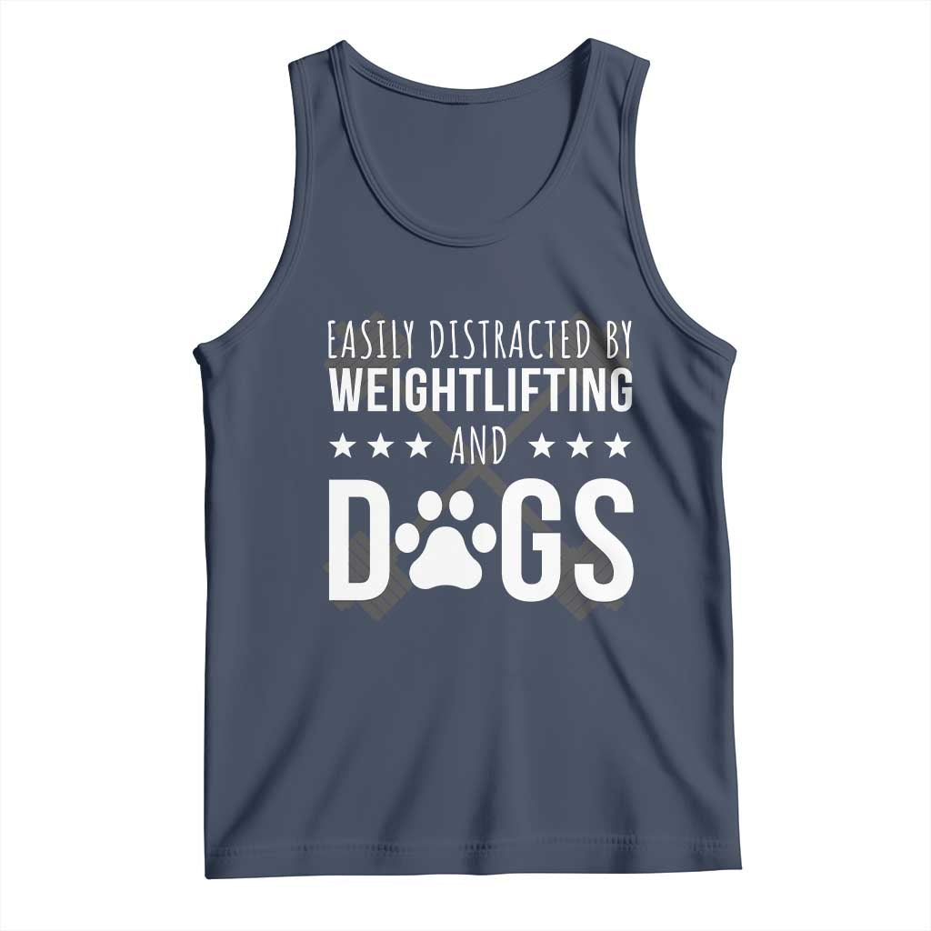Easily Distracted By Weightlifting And Dogs Tank Top Funny Gym Gift - Wonder Print Shop