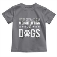 Easily Distracted By Weightlifting And Dogs Toddler T Shirt Funny Gym Gift - Wonder Print Shop