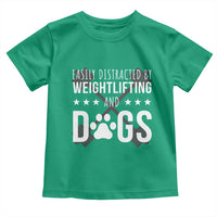 Easily Distracted By Weightlifting And Dogs Toddler T Shirt Funny Gym Gift - Wonder Print Shop
