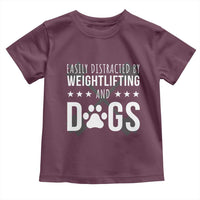 Easily Distracted By Weightlifting And Dogs Toddler T Shirt Funny Gym Gift - Wonder Print Shop