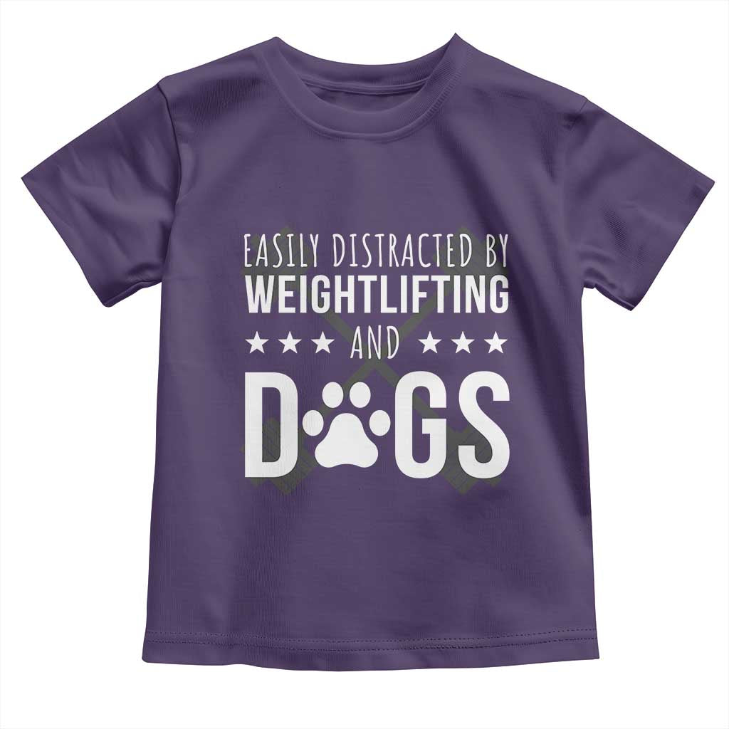 Easily Distracted By Weightlifting And Dogs Toddler T Shirt Funny Gym Gift - Wonder Print Shop
